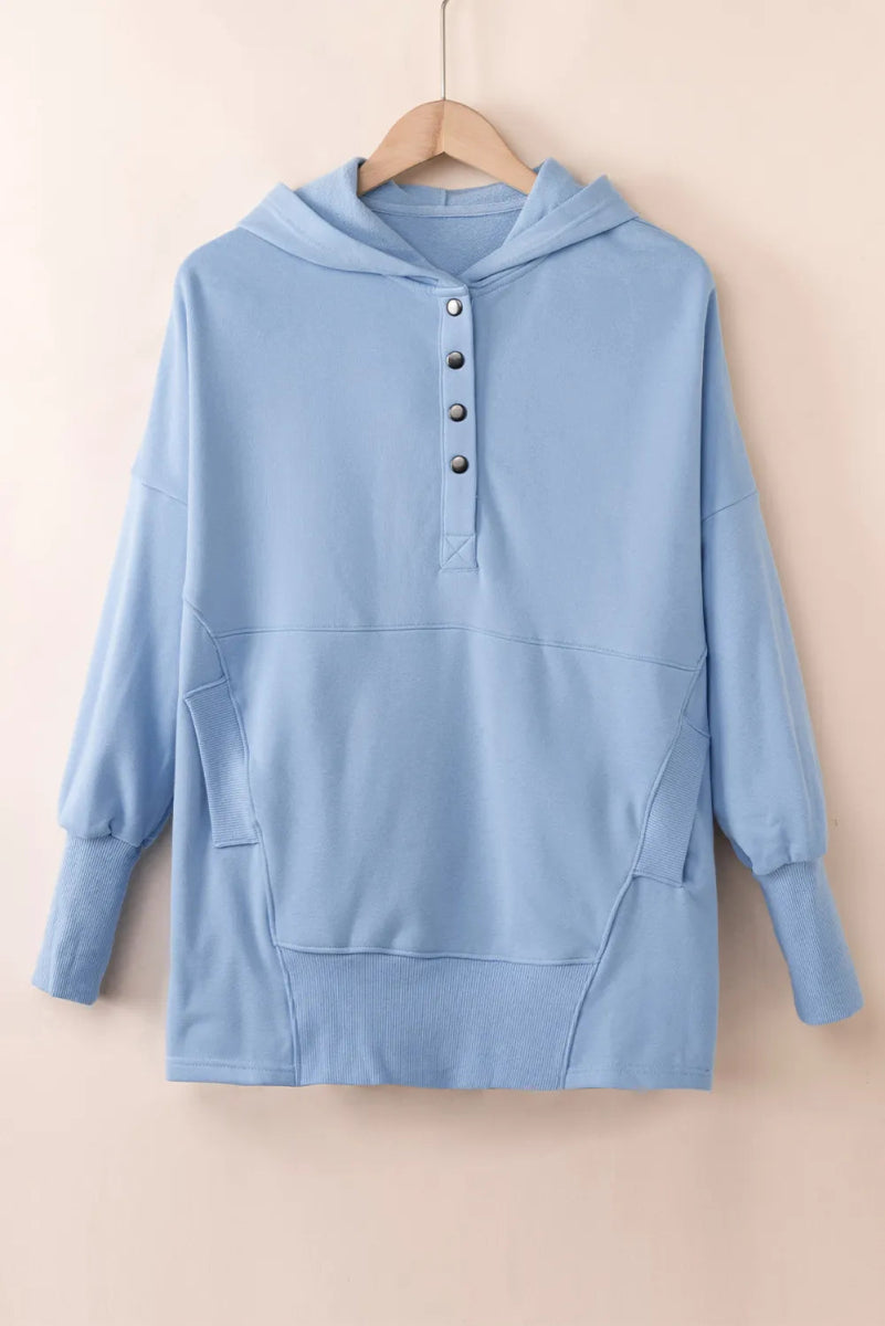 Quarter - Snap Dropped Shoulder Hoodie - CELIVINE