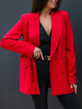 Double - Breasted Long Sleeve Blazer - CELIVINE