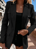 Lapel Collar Long Sleeve Blazer - CELIVINE