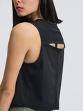 Round Neck Cropped Active Tank - CELIVINE