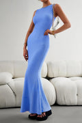Devine Round Neck Sleeveless Maxi Fishtail Dress - CELIVINE
