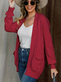 Open Front Long Sleeve Sweater Cardigan - CELIVINE