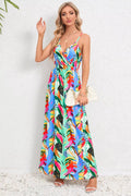 Printed Surplice Maxi Cami Dress - CELIVINE