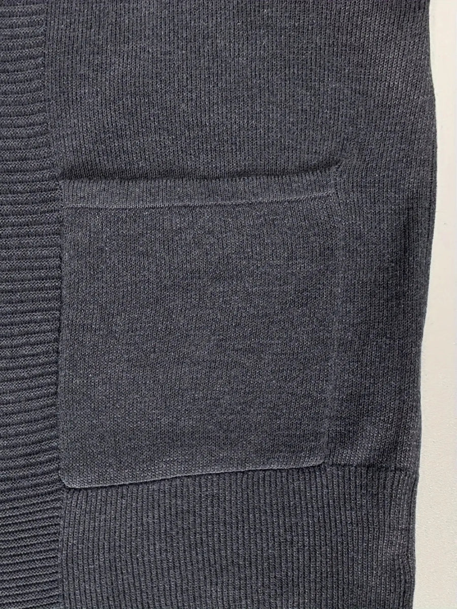 Open Front Long Sleeve Sweater Cardigan - CELIVINE