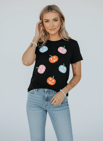 Pumpkin Patched Playful Halloween T Shirt - CELIVINE