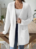 Open Front Long Sleeve Cardigan - CELIVINE