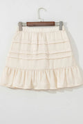 Ruffled Hemline Elastic Waist Mini Skirt - CELIVINE