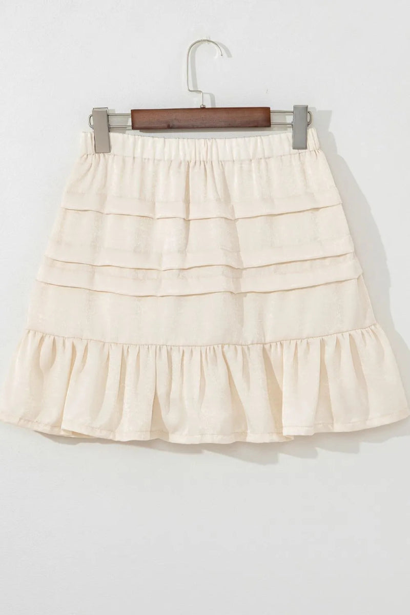Ruffled Hemline Elastic Waist Mini Skirt - CELIVINE