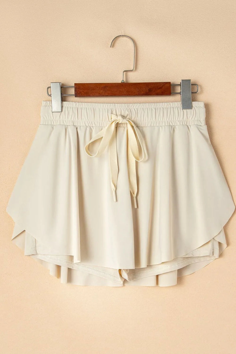 Drawstring High Waist Lined Active Skorts - CELIVINE