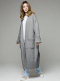 Pocketed Open Front Dropped Shoulder Cardigan - CELIVINE