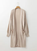 Pocketed Open Front Long Sleeve Cardigan - CELIVINE