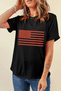 US Flag Round Neck Short Sleeve T-Shirt - CELIVINE