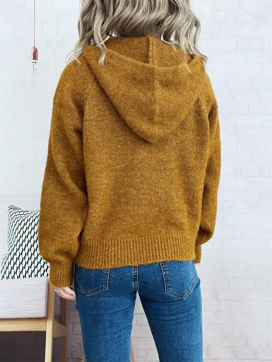 Quarter Zip Ribbed Hem Sweater - CELIVINE