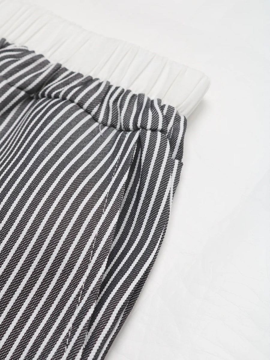 Striped Wide Leg Drawstring Pants - CELIVINE