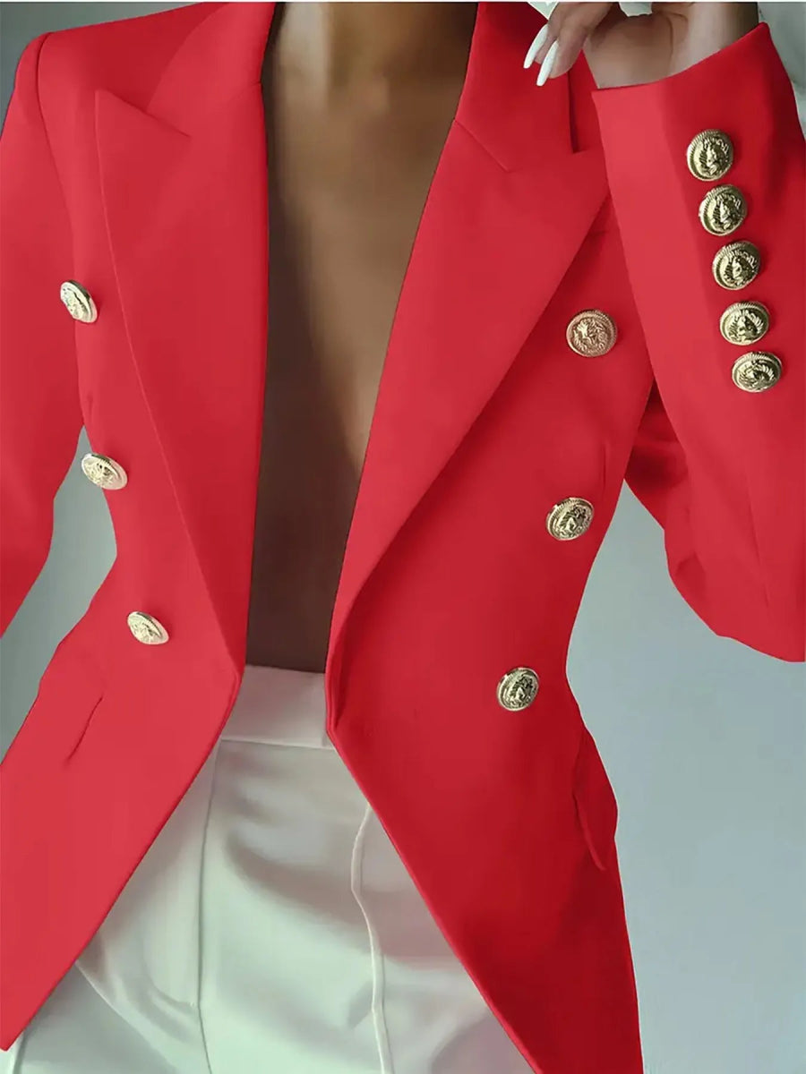 Decor Button Lapel Collar Blazer - CELIVINE