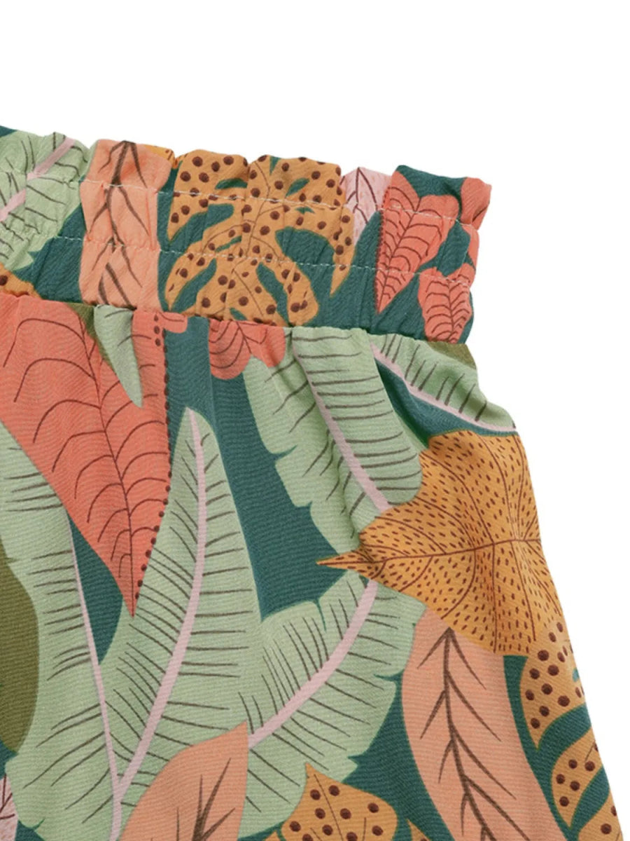 Tropical Print High Waist Shorts - CELIVINE