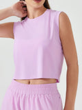 Round Neck Cropped Active Tank - CELIVINE
