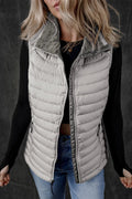 Pocketed Zip Up Vest Coat - CELIVINE