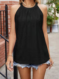 Eyelet Sleeveless Top with Gathered Detail - CELIVINE