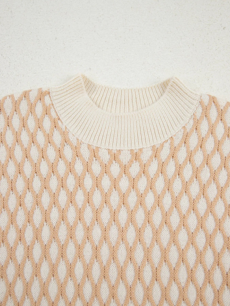 Textured Knit Mock Neck Sweater - CELIVINE