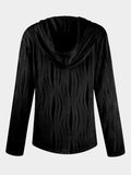 Textured Long Sleeve Hoodie - CELIVINE