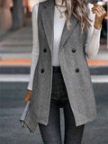 Buttoned Collared Neck Longline Vest Coat - CELIVINE