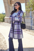 Double Take Full Size Plaid Button Up Lapel Collar Coat - CELIVINE