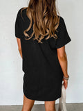 Round Neck Short Sleeve Mini Dress - CELIVINE