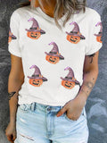 Sequin Pumpkin Witch Halloween Tee - CELIVINE