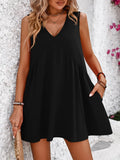 V - Neck Sleeveless Mini Dress - CELIVINE
