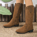 Studded Mid - Calf Boots with Side Zipper Closure - CELIVINE