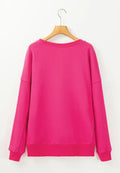 Solid Color Round Neck Long Sleeve Sweatshirt - CELIVINE