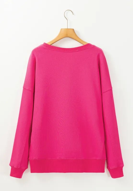 Solid Color Round Neck Long Sleeve Sweatshirt - CELIVINE