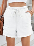 Drawstring Wash Denim Shorts - CELIVINE