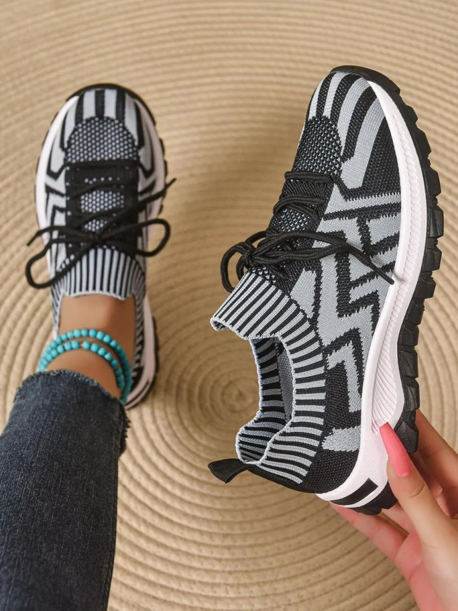 Mesh Knit Lace Up Athletic - CELIVINE