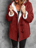 Full Size Cozy Sherpa Lined Toggle Coat with Hood Plus Size - CELIVINE