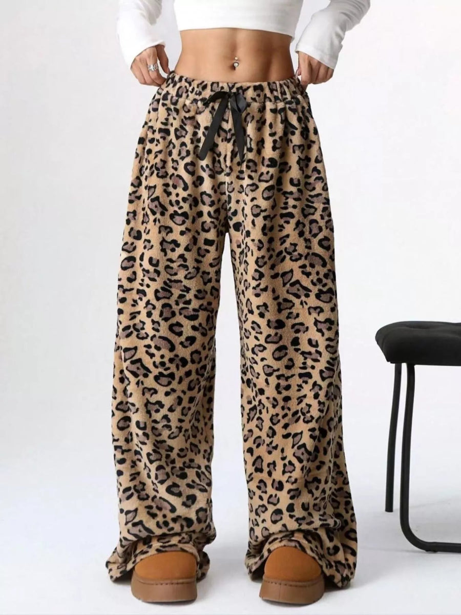 Leopard Wide Leg Pants - CELIVINE