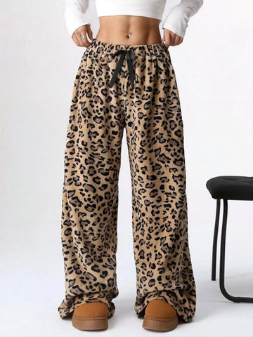 Leopard Wide Leg Pants - CELIVINE
