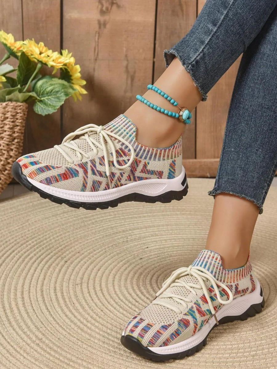 Mesh Knit Lace Up Athletic - CELIVINE