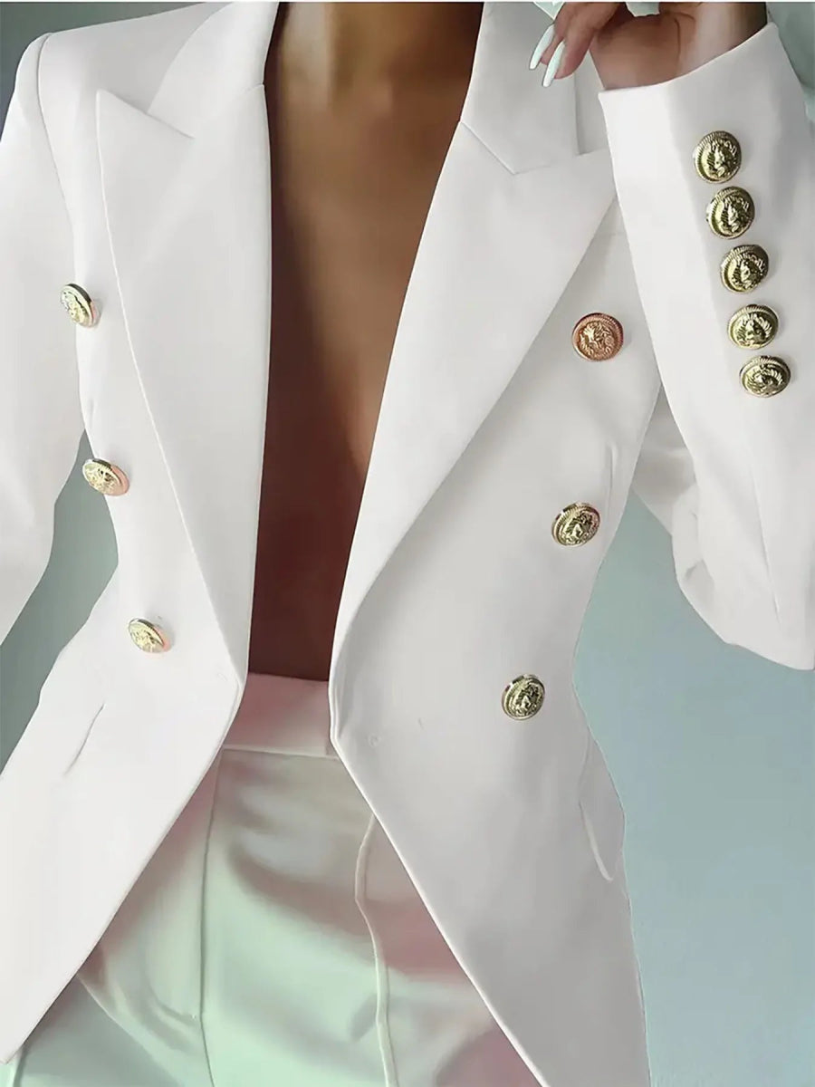 Decor Button Lapel Collar Blazer - CELIVINE