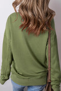 Solid Color Round Neck Long Sleeve Sweatshirt - CELIVINE