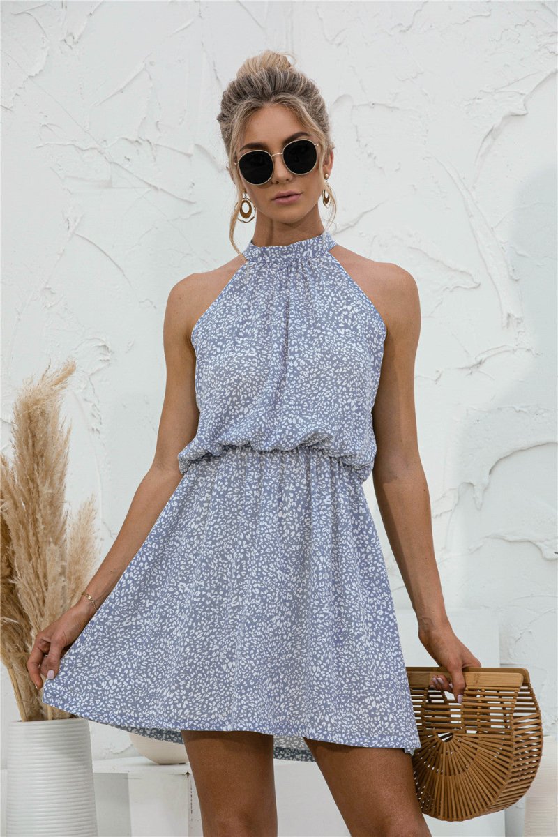 Floral Tied Sleeveless Mini Dress - CELIVINE