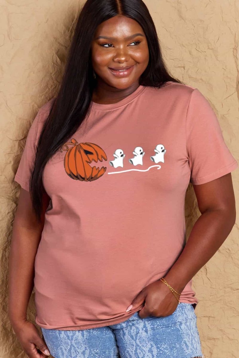 Simply Love Full Size Jack - O' - Lantern Graphic Cotton T-Shirt - CELIVINE