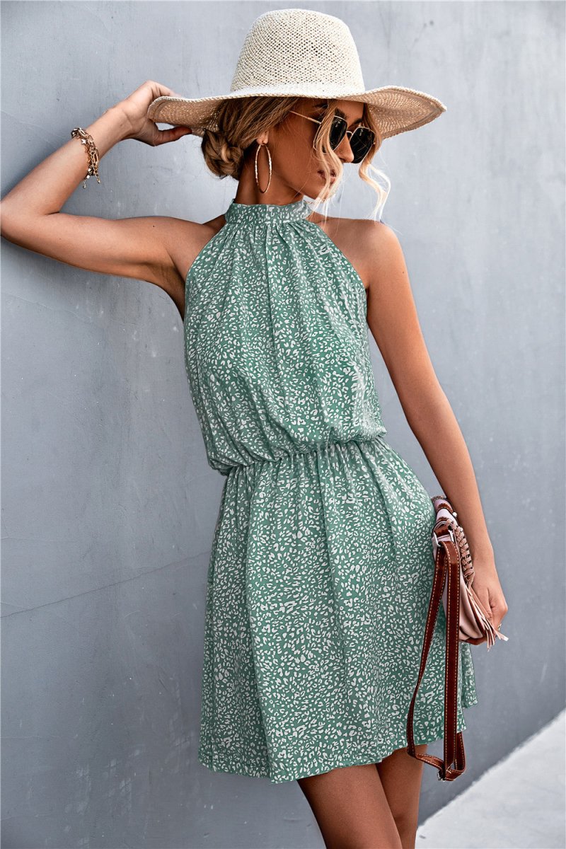 Floral Tied Sleeveless Mini Dress - CELIVINE