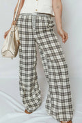 Plaid Wide Leg Pants - CELIVINE