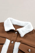 Corduroy Contrast Patchwork Fuzzy Jacket - CELIVINE