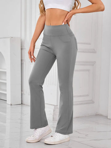 High Waist Active Pants with Pockets - CELIVINE