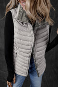 Pocketed Zip Up Vest Coat - CELIVINE