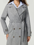 Collared Neck Long Sleeve Longline Coat - CELIVINE
