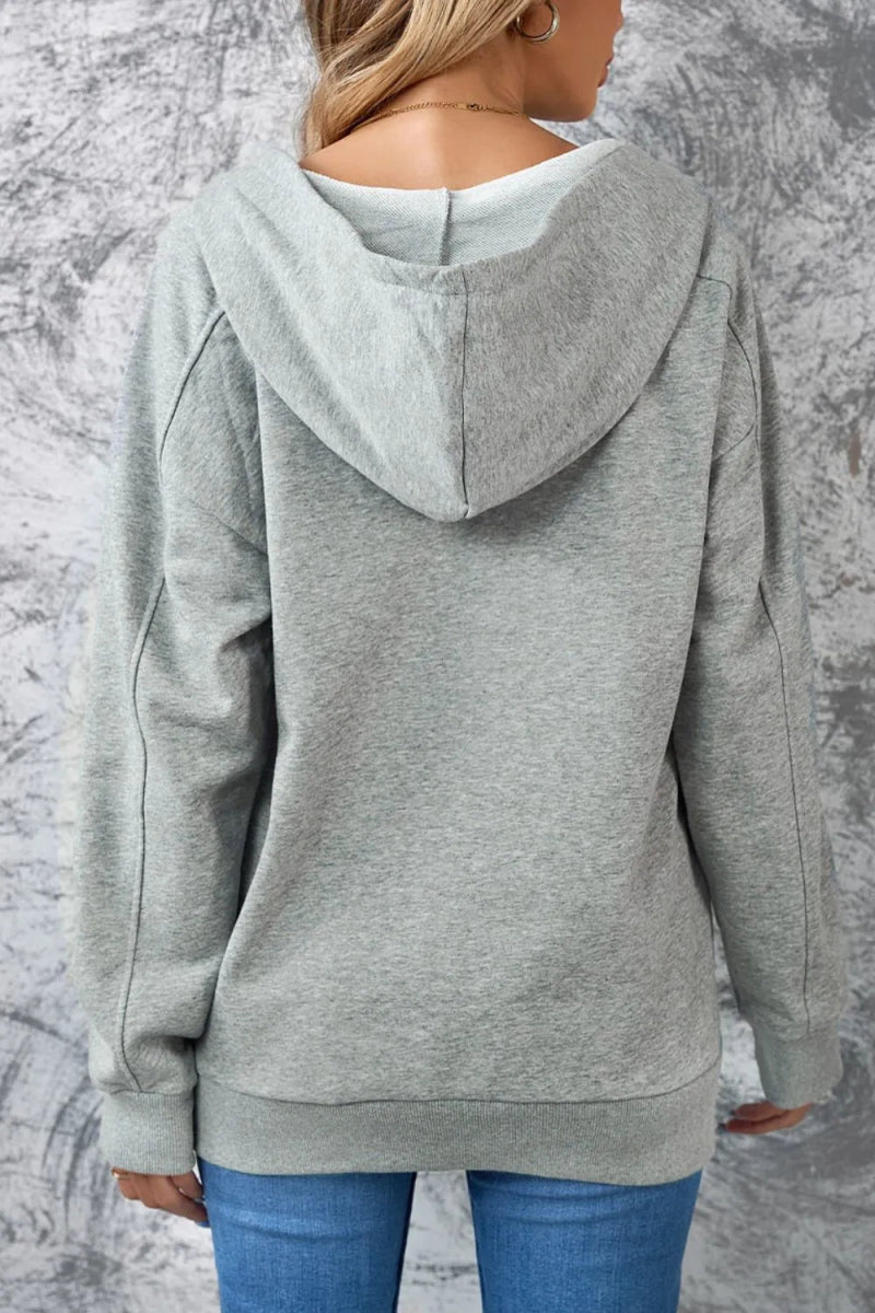 Lace Up Long Sleeve Hoodie - CELIVINE
